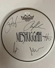 MESHUGGAH AUTOGRAPHED SIGNED 10" DRUMHEAD WITH JSA COA # AF66810