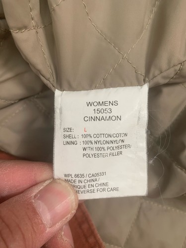 Woolrich Giacca Donna Cannella Taglia Large Cappotto 100% Cotone Shell Fodera Nylon - Foto 4 di 17