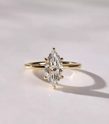 2.20CT Marquise Lab Grown Diamond IGI Certified Anniversary Ring 14k Yellow Gold