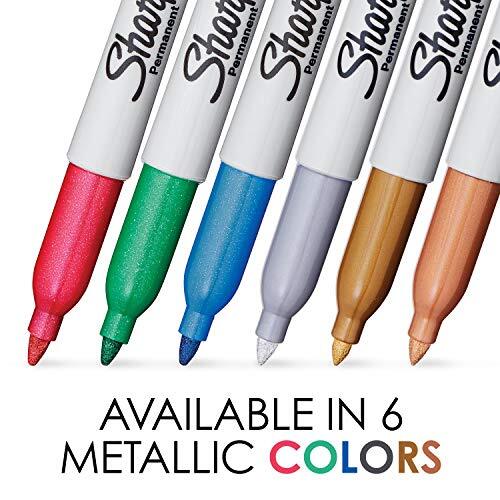 Sharpie Metallic Permanentmarker, feine Spitze, 6 Stück sortiert, sortiert - Bild 2 von 8