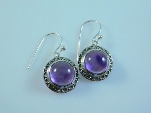 925 Solid Sterling Silver New Girl's Fashion Earrings Natural AMETHYST Gemstones - Imagen 4 de 6