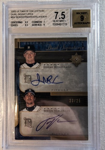 2005 Ultimate Collection Dual BV Justin Verlander RC Auto /25 BGS 7.5 Bonderman - Picture 1 of 8