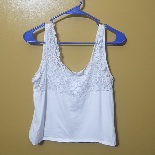 KN Karen Neuburger White Lace Tank Top XL Romantic Coquette