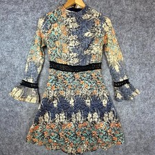 HJW Huang Jin Wu Dress Womens Medium Multicolor Lacey Hippie Style Boho Retro
