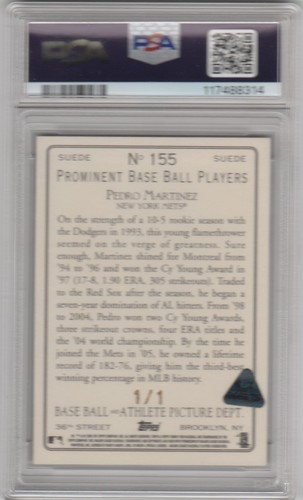 PSA 8 NM-MINT 2005 TOPPS TURKEY RED SUEDE 1/1 MADE METS PEDRO MARTINEZ CARD #155 - Picture 2 of 2