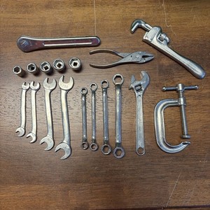 18 Piece Miniature Toy Tool Kit Set Wrenches Sockets Pliers Clamp Pipe Wrench