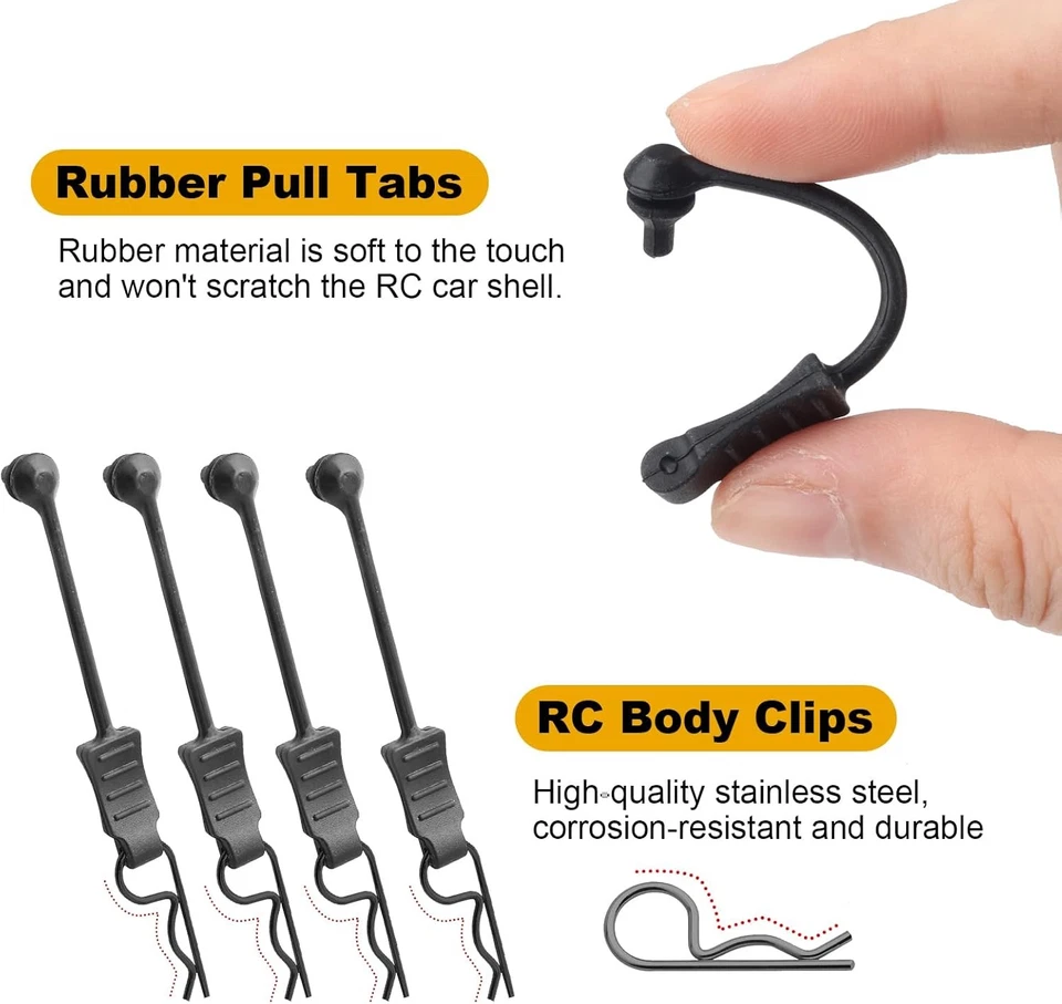 20pcs HobbyPark Universal RC Car Body Clips and 1.2mm Rod Black  - Image 3 of 4