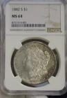 1882 S US Morgan Silver Dollar $1 NGC MS64 Lustrous