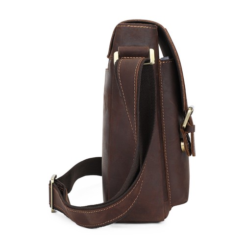 Vintage Men Sling Briefcase Genuine Leather Crossbody Messenger Shoulder Bag - Picture 11 of 17