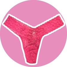 Victoria s Secret THE LACIE Hot Pink Hearts Thong Vintage ONE SIZE NWT