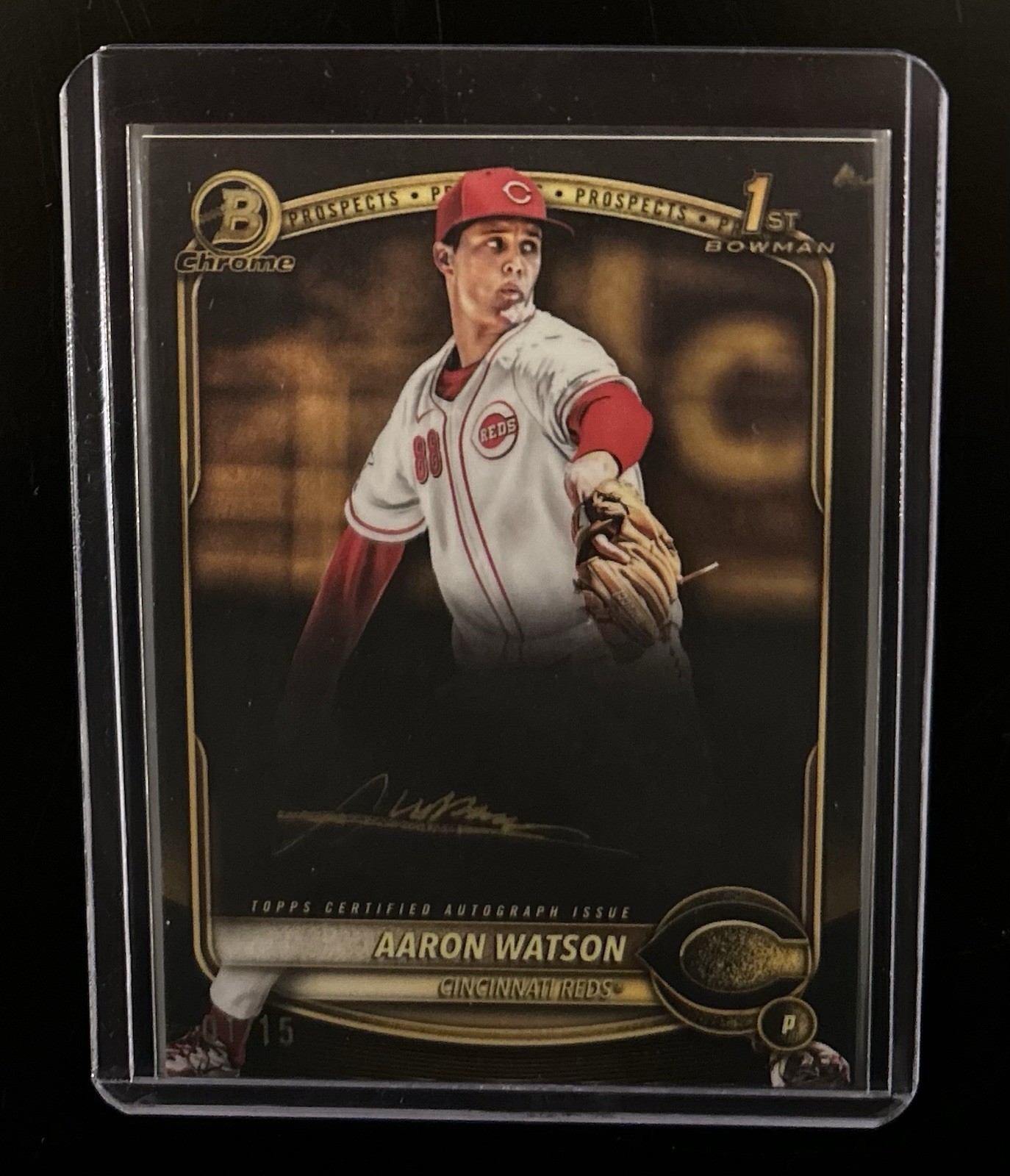 2025 Bowman Draft Chrome AARON WATSON GOLD INK AUTOGRAPH 01/15 *RARE*