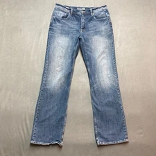 ReClaim Jeans Mens 36x36 Blue Relaxed Bootcut Whiskered Denim 100% Cotton