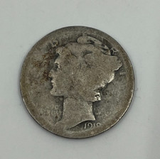 1916–1945 Mercury Silver Dime 90% Silver Winged Liberty Head – Heavily Worn