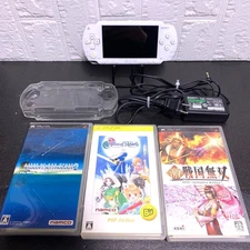 Sony PSP 1000 White Charger included, no battery , cover & 3 soft set tested