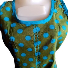 True Vintage Medium Romper 1960s Polka Dot Sleeveless Front Pockets Handmade