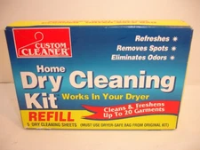 New Custom Cleaners Home Dry Cleaning Kit REFILL 5 Cleaning Sheets