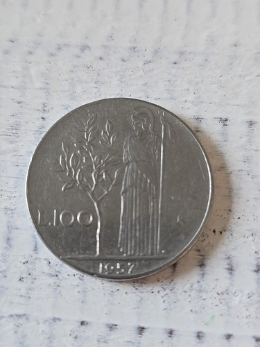 Münze Italien 100 Lire 1957 R Sammlerstück Minerva und Olivenbaum - Bild 1 von 2