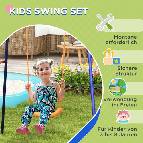 Outsunny Kinderschaukel-Set, Fußballtor, Basketballkorb, Stahlgestell, 3-8 Jahre - Bild 8 von 10