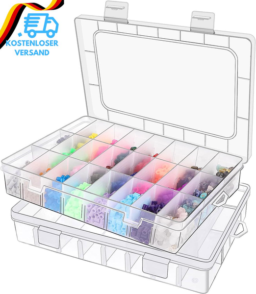24 Sortierboxen FüR Kleinteile 2Er-Set Kleinteile Organizer Einstellbar Plastik-image