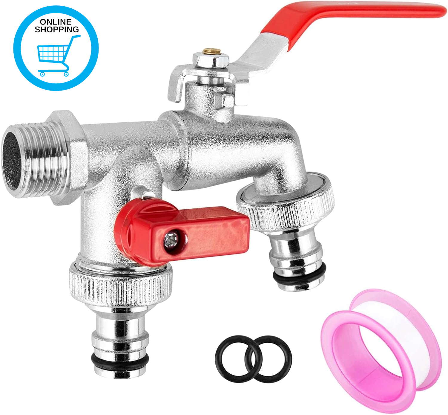 Bibcock Output Garden Tap Brass Double Water Tap Faucet Rust,Outdoor Water Tap G