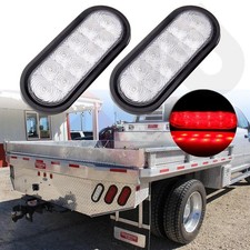 2pcs 6 Oval Stop Turn Tail Light Complete Clear Lens Red 10 Led Trailer Truck