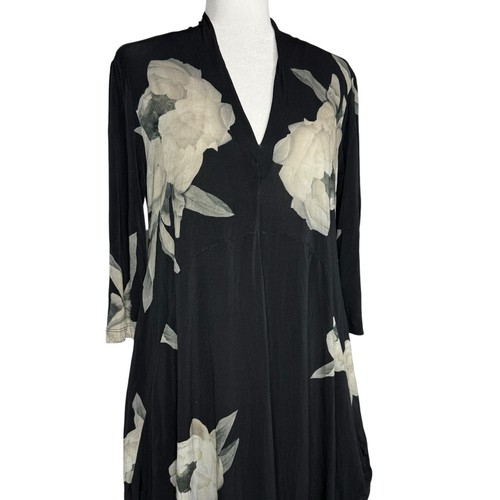 NWT Alembika Harper Crinkle Cocoon Midi Dress 0 US 4-6 Roses 3/4 Sleeve - Picture 6 of 14
