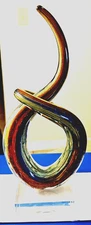 "Murano Style Love Knot" Freeform/Abstract Art Glass 10" x 4" Colorful Design