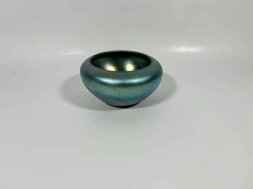 Antike Karder STEUBEN Kunst Glas #2684 blau Aurene SCHALE 8" L.C.T. Quezal - Bild 2 von 5