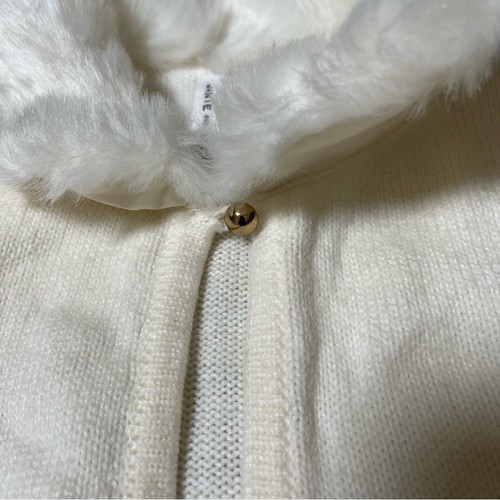 Janie andJack Girls Faux Fur Collar Cardigan Bolero Sweater 8 Cream - Picture 6 of 7