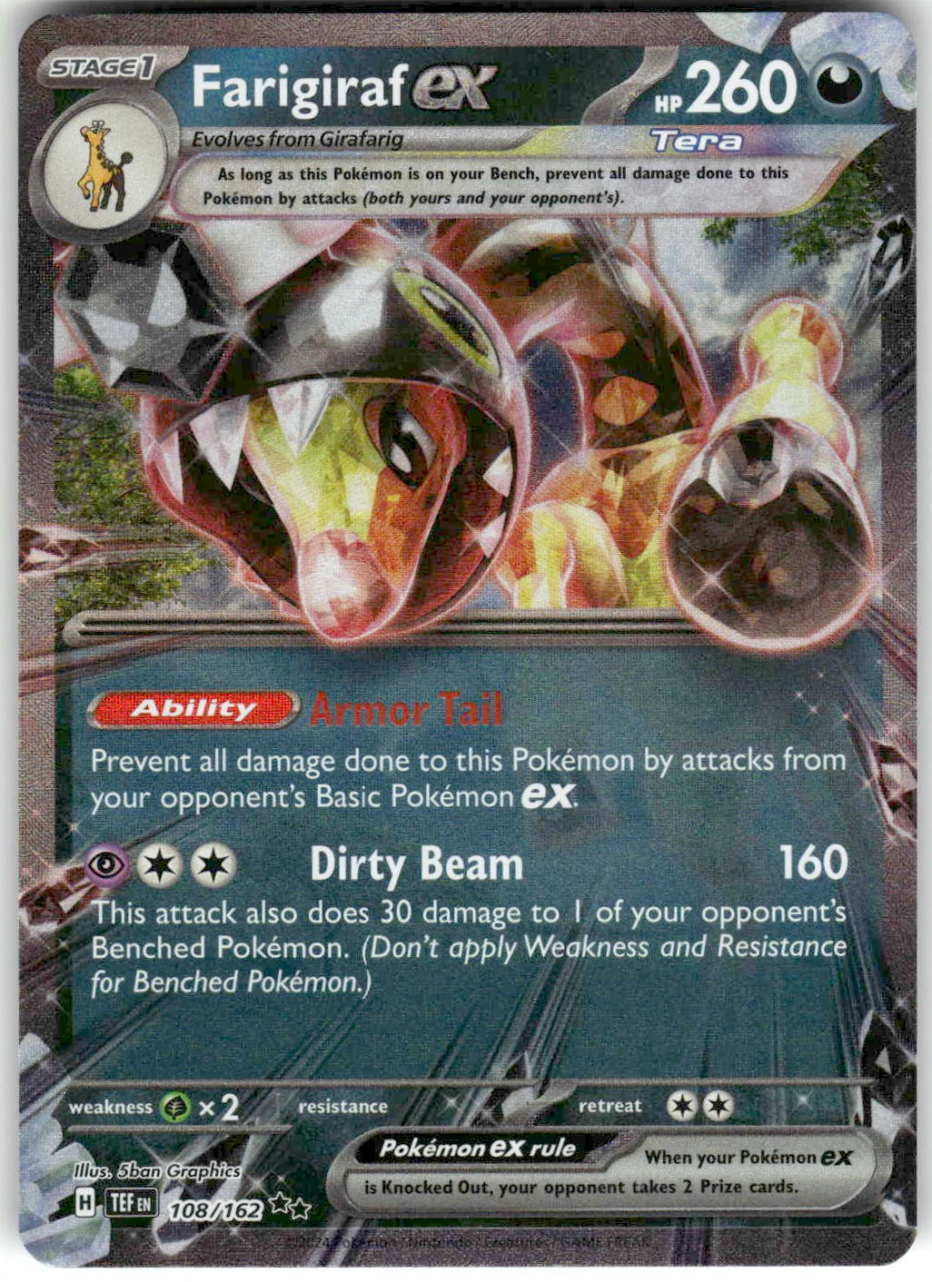 Farigiraf ex 108/162 Double Rare Temporal Forces Pokemon Holo NM
