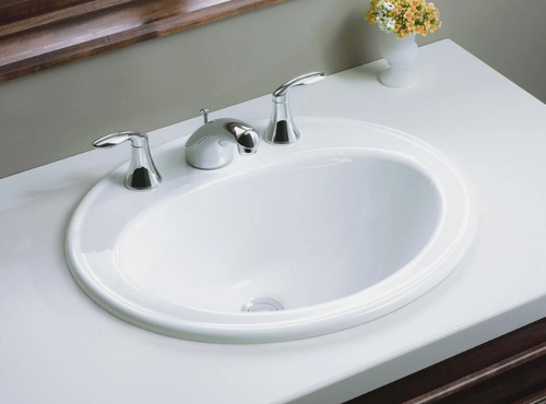 NEW Kohler K-2196-8-0 Pennington Vitreous China Drop-In Oval White Bathroom Sink - Picture 5 of 8