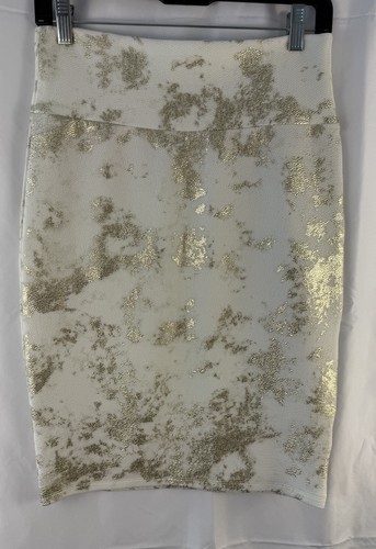 Lularoe Cassie Rock Goldfolie und Weiß Elegant Small - Bild 1 von 5