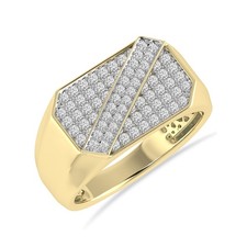 Men's Solid 14K Yellow Gold Cluster Diamond Ring 1.00 CTW Natural Diamonds