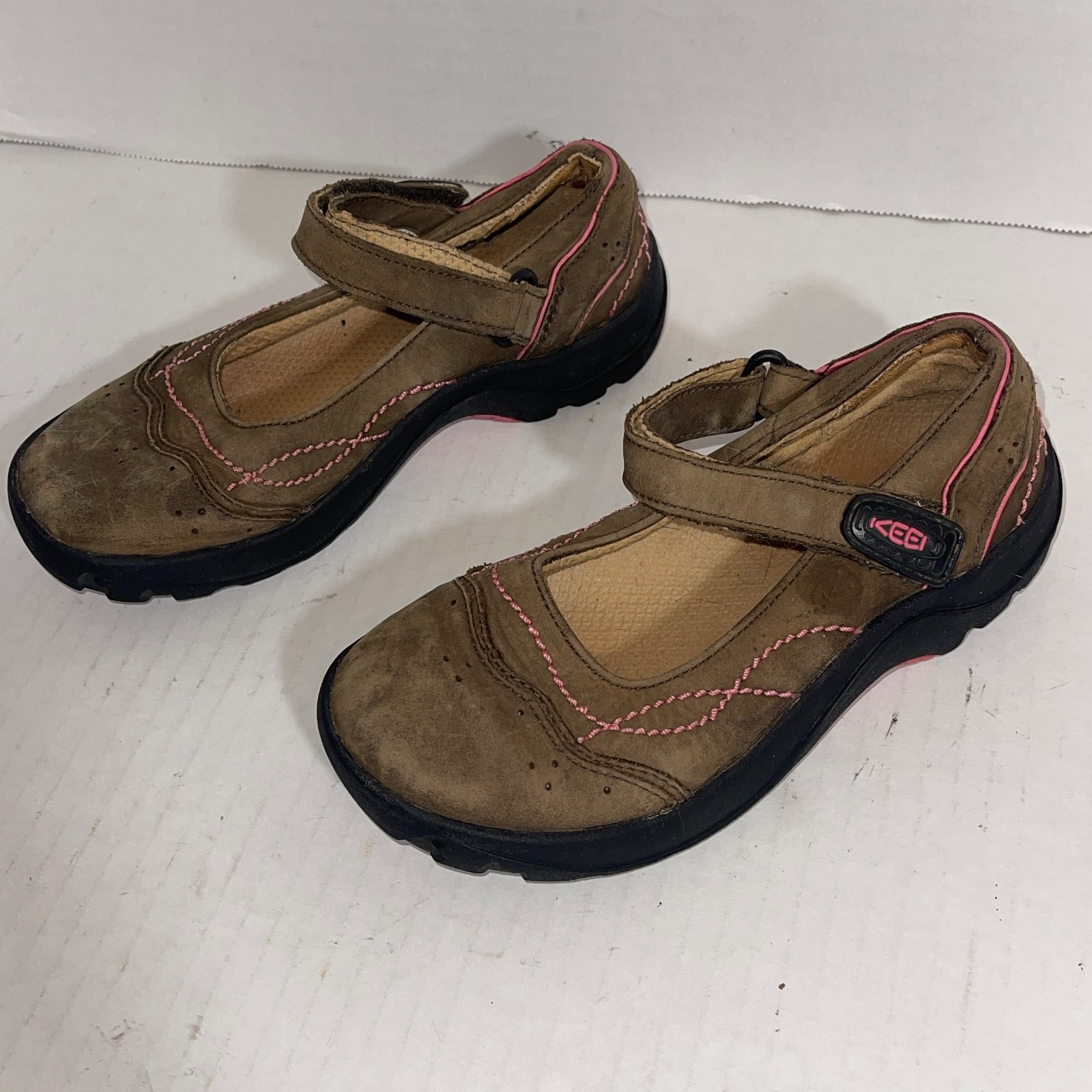 Scarpe casual da trekking Keen Little Girls in pelle marrone Mary Janes bambini 13