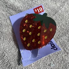 Claire  s Strawberry Hair Claw Clip Red Acrylic Fruit Shape Accessory New