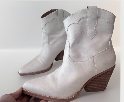 Zodiac ‘Roslyn’ Western Cowgirl Ankle Bootie Cream Heel Boots Shoes 8.5 * Flaws - Picture 4 of 11