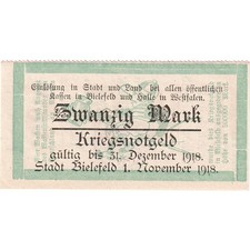 [#294618] Germany, Bielefeld, 20 Mark, 1918-11-01, UNC
