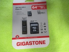 Gigastone MicroSDXC UHS-1 U1 Memory Card 64 GB 3-in-1 Kit Class 10 NEW SEALED