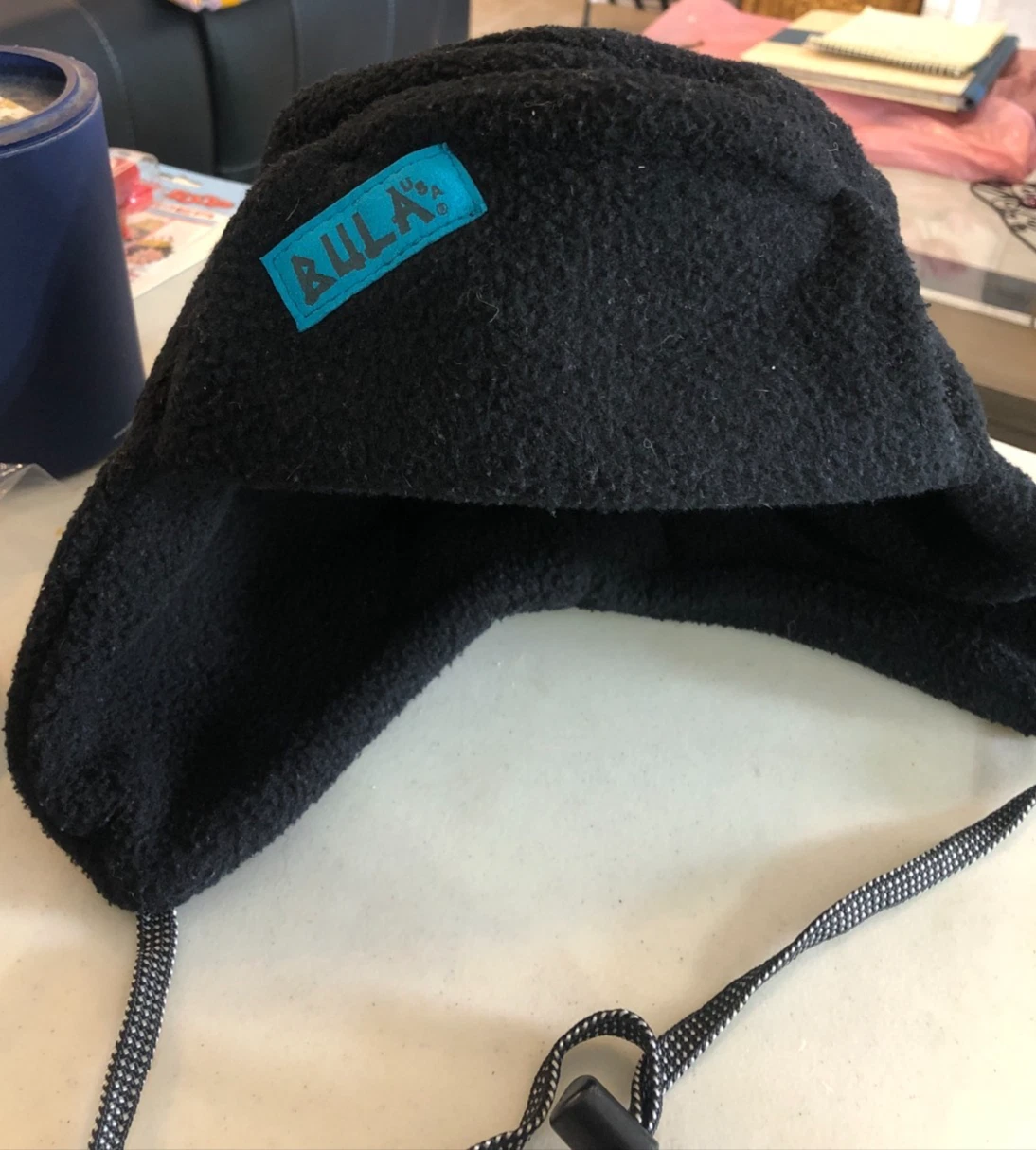 VINTAGE BLACK UNISEX BULA FELT HAT CAP ADJUSTABLE 1990'S SKI SNOWBOARD LOGO USA