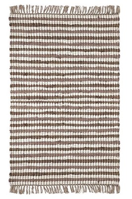 Brown White Geometric Hand Braided Rug Cotton Area Carpet 3x5 ft
