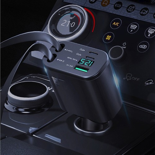 Intelligent Retractable Car Charger 90W USB Port Fast Charging Universal - 第 4/8 張圖片
