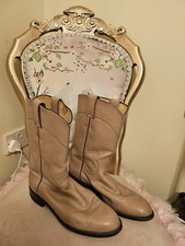 Ladies Justin Pink Leather Roper Western Cowgirl Boots Size: 6.5 C