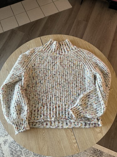 BEAMS HEART Chunky Knit Speckled Sweater Cream Cozy Oversized