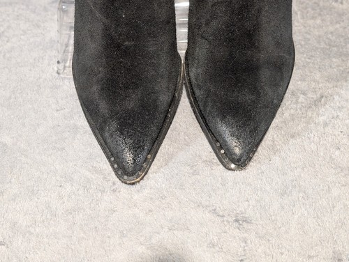 Sam Edelman Leonia Women's Black Suede Ankle Boots With Heel Buckle 9 M Zip Up - Picture 3 of 11