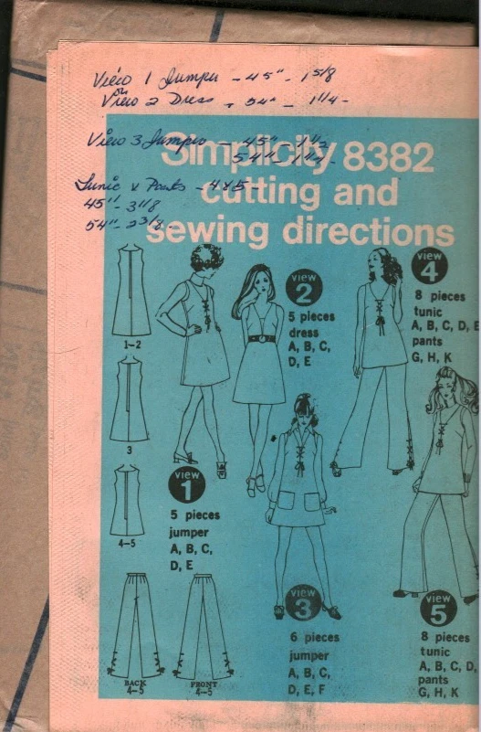 8382 Vintage Simplicity SEWING Pattern Misses 1960s Dress Jumper Tunic UNCUT 10 - Image 2 of 3