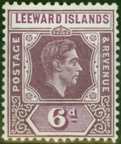 Islas de sotavento 1938 6d púrpura oscuro opaco y púrpura brillante SG109 fino mm (2)