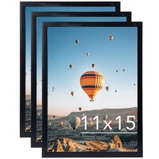 11x15 Black Picture Frame Set of 3, Horizontal and Vertical Formats for Wall ...