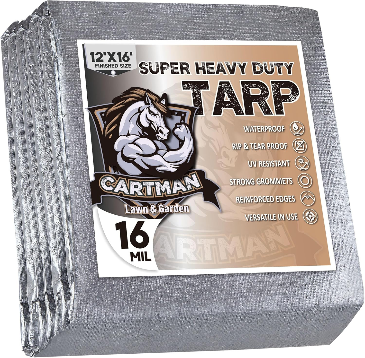 12x16 Feet Extra Thick 16 Mil Ultra Heavy Duty Poly Tarp,Multipurpose Protective