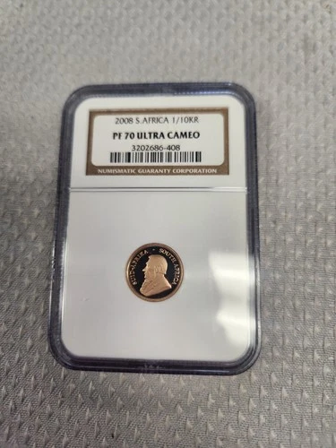 2008 Proof South Africa 1/10th oz .999 Fine Gold Krugerrand NGC PF70 UC 