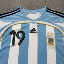 Argentina Lionel Messi #19 Nike Soccer Jersey 2006 Home Knit Men XL Blue White